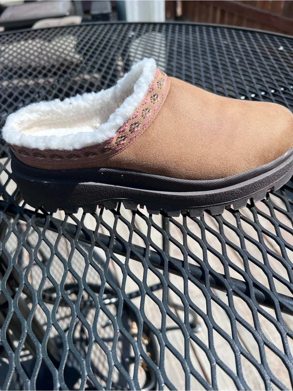 Skechers Brown Faux-Suede Slip-On Clogs with White Sherpa Trim - Picture 7 of 14